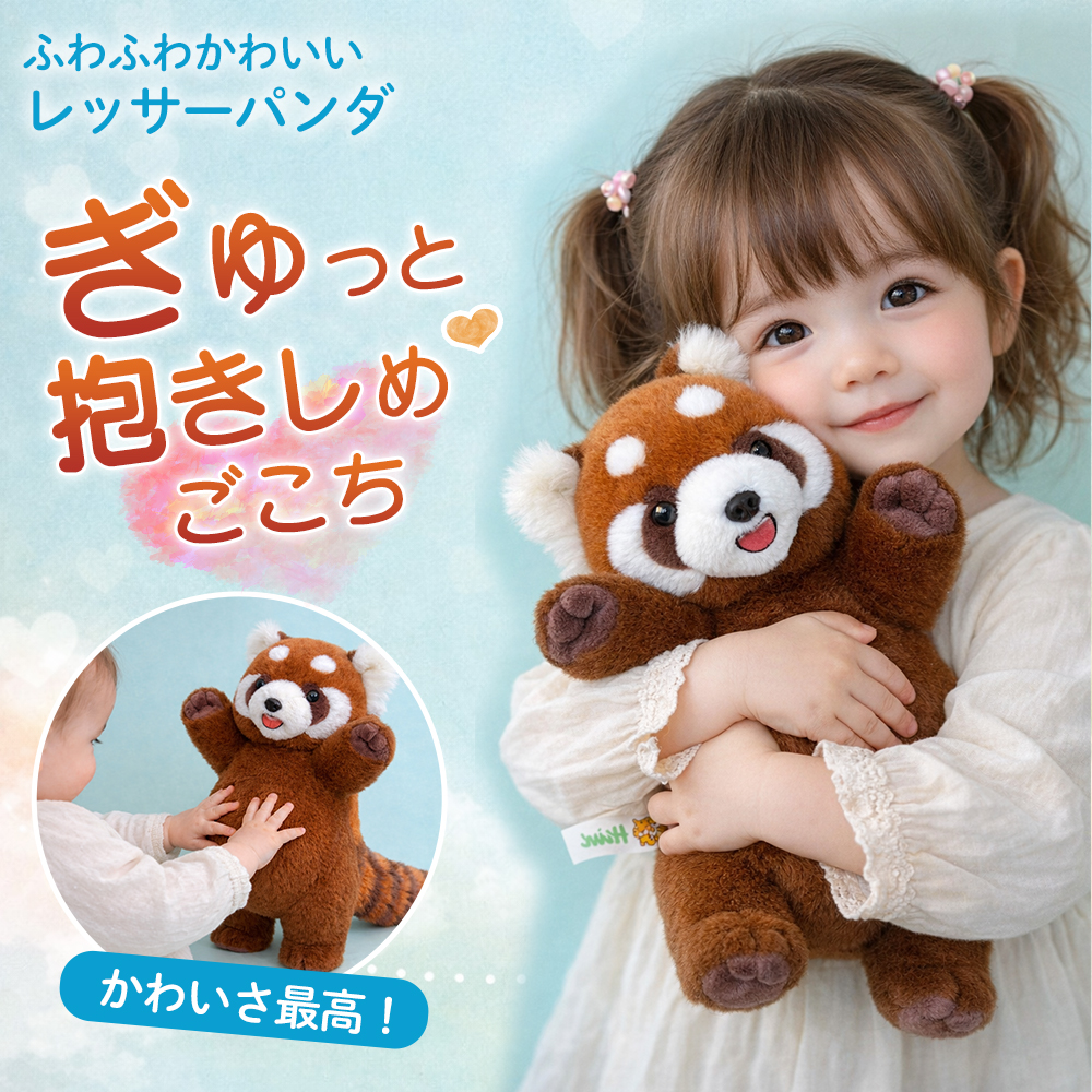 レッサーパンダ ぬいぐるみ 抱き枕 動物 かわいい 大きい クッション ねむねむ 肌触り良い 置物 ふわふわ 添い寝 背あて 卒業祝い 入学祝い 贈り物 誕生日 子供の日 お正月 クリスマスプレゼント